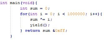 The image shows sample code for a yoelding loop