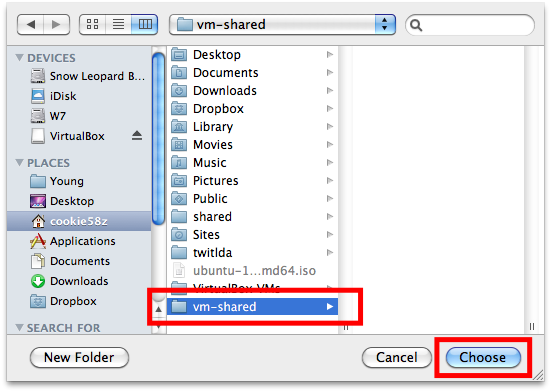 virtualbox shared folder on osx with vm